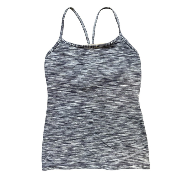 lululemon athletica Tops - Lululemon Heathered Grey Power Y Tank Size 6 Built in Bra Activewear Athleisure